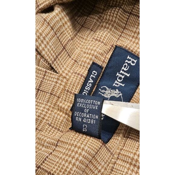 Ralph Lauren men’s‎ button down Flannel shirt Classic fit size XLARGE Tan Brown - Picture 7 of 9